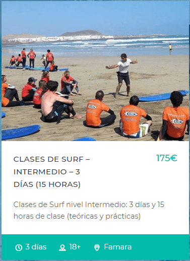 CLASES DE SURF - INTERMEDIO - 3 DÍAS (15 HORAS)